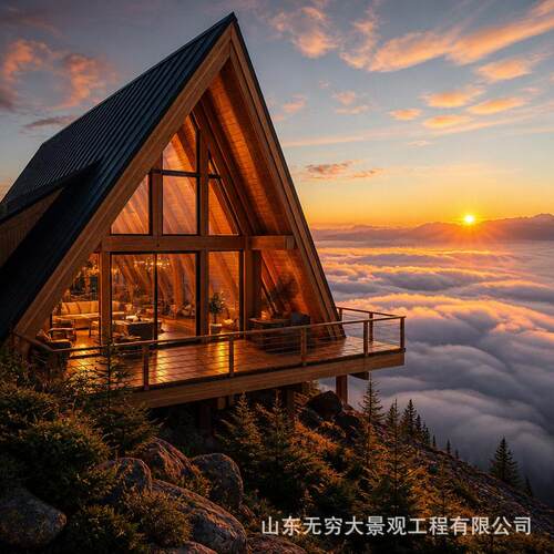 A字型钢结构玻璃木屋民宿工厂直供户外露营观景房景区度假木屋现