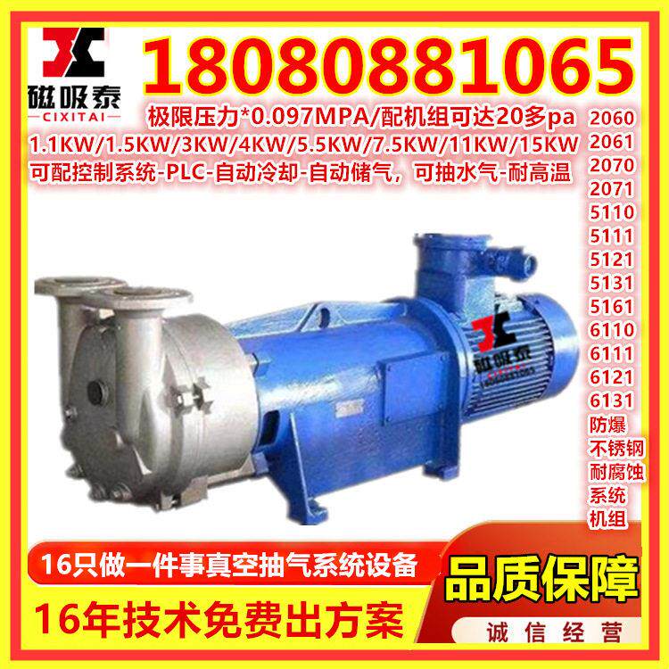 2BV5161水环式真空泵济南11KW不锈钢水环真空泵头配防爆耐腐泵