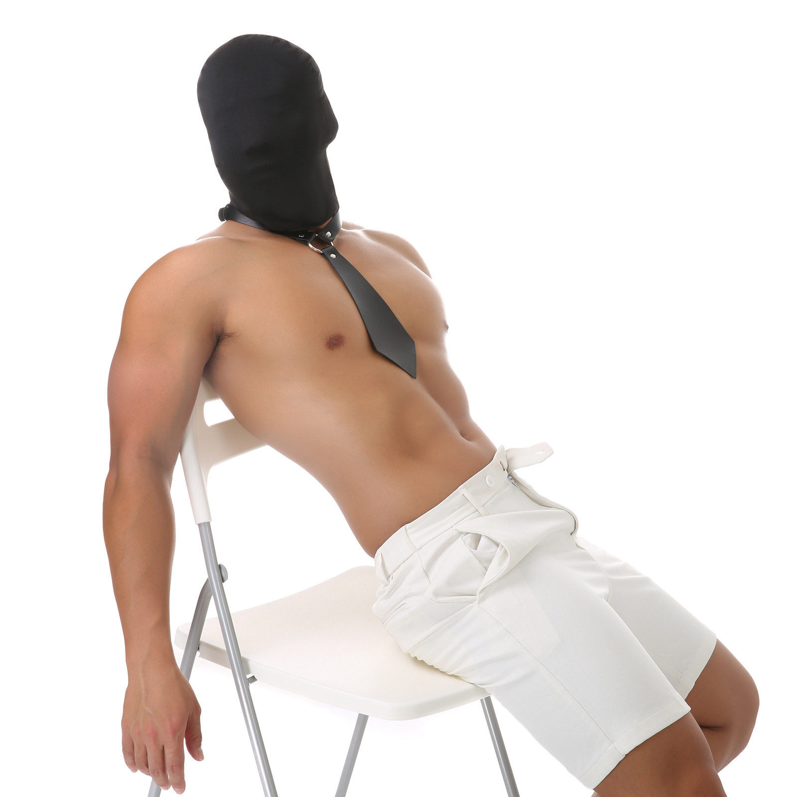 冰丝头套仿皮铆钉朋克BDSM颈圈