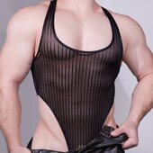 内衣开档亲肤高弹力透气猛男纯欲丝滑连体衣潮 性感丁字裤 男士 内裤