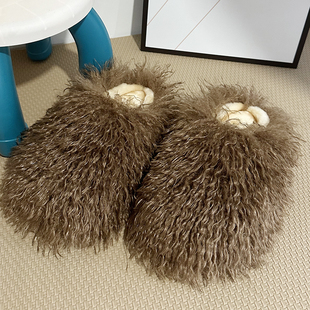 男女保暖家居包头棉拖静音无声地板拖 外穿冬季 2024新款 毛毛拖鞋