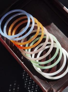 古风汉服玻璃叮当镯吊坠手镯中国风超仙细手镯古装日常百搭镯子女