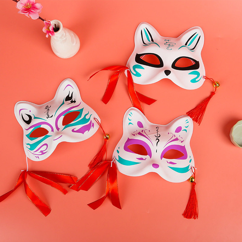 장난감 스톨 빛나는 여우 반얼굴 고양이 페이스 마스크 스톨 장난감 스톨 작은 장난감