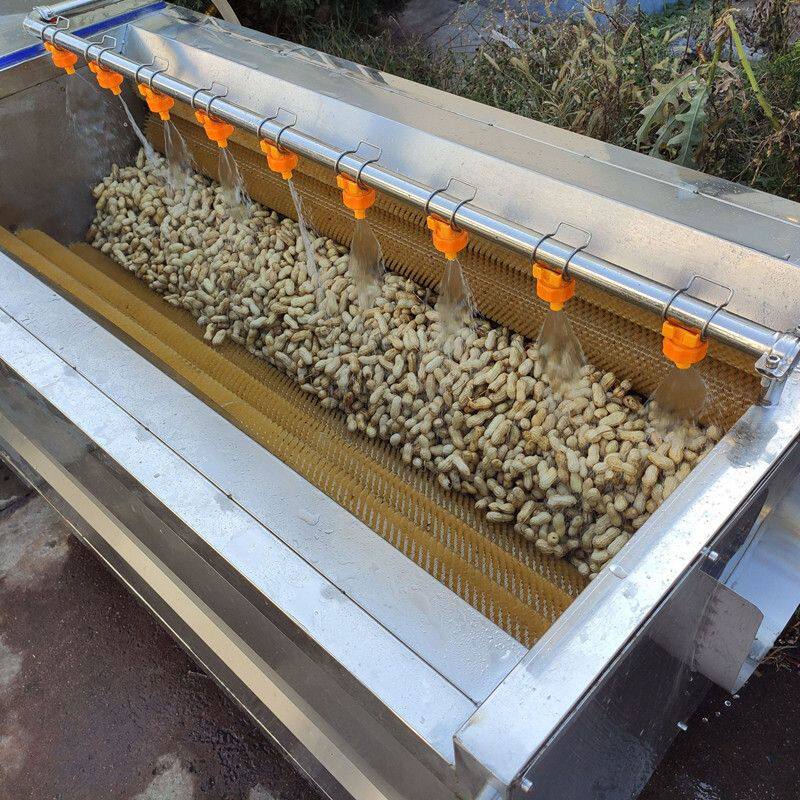 花生清洗设备 全自动喷淋花生果清洗去泥机器 毛刷滚动花生清洗机