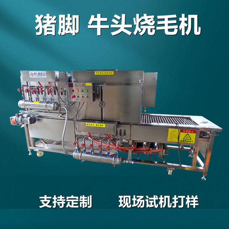 天然气猪脚烧毛机 液化气猪头烧毛机 牛蹄肘子连续式燎毛机工厂