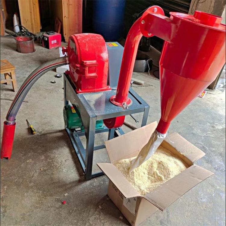 220v自吸上料磨粉机双齿盘玉米豆粕饲料打粉机铸铁齿盘粉碎机