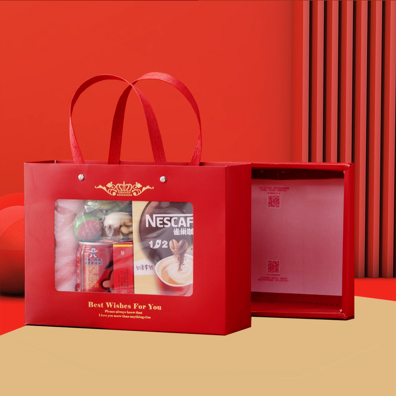 结婚喜糖盒子婚礼伴手礼盒子 抽屉式开窗红色喜庆礼盒糖果空盒子