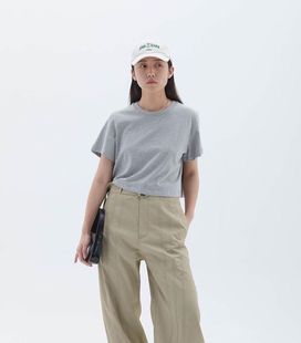 韩国设计师品牌 ETHOS 女士t恤短袖 宽松上衣半袖 纯棉T恤