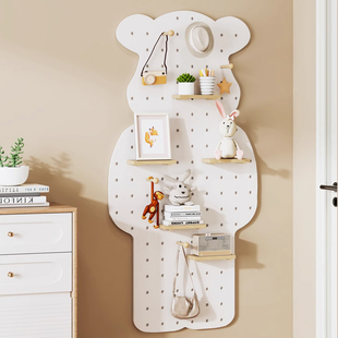 实木洞洞板定制展示架木质入户门口玄关墙上置物架挂板墙面收纳架