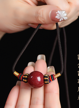 辰晟女朱砂吊坠锁骨链