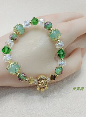 代请香积捕梦网手串琉璃保真超温柔精致闺蜜许愿叶子手链粉灰紫绿