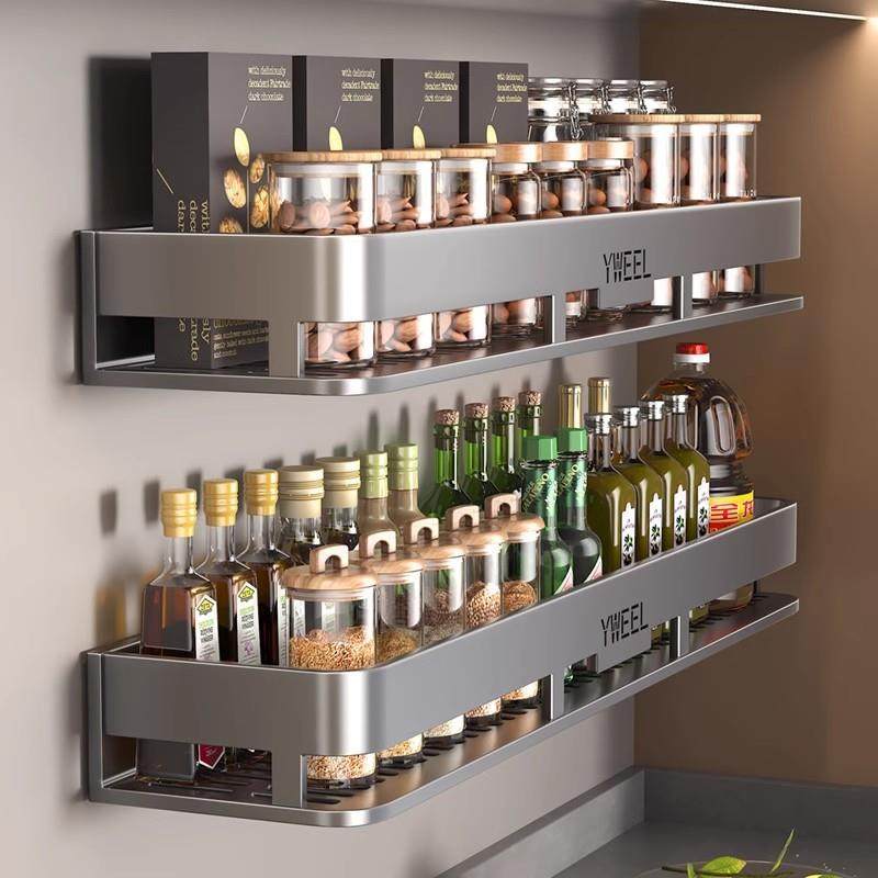 厨房置物架太空铝调味料品罐收纳架子墙上多功能壁挂式调料架,厨房/烹饪用具,抹布架/厨房清洁收纳架,淘宝优惠券,粉丝福利购,淘宝优惠卷