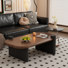 中古风2025新款高级感纯实木茶几客厅家用椭圆小户型现代原木桌子
