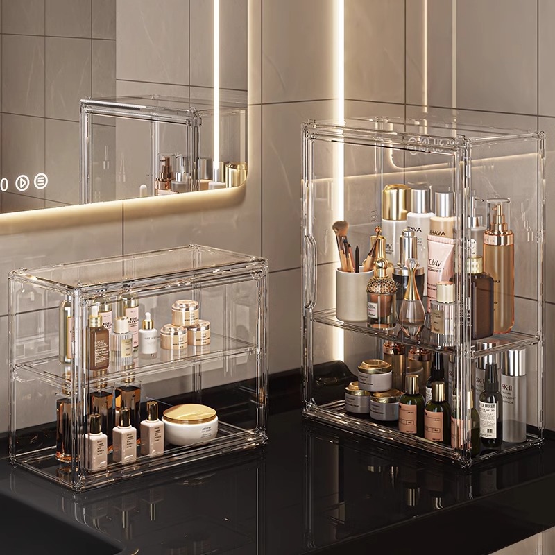 化妆品收纳盒桌面高级感亚克力防尘大容量梳妆台护肤品口红置物架