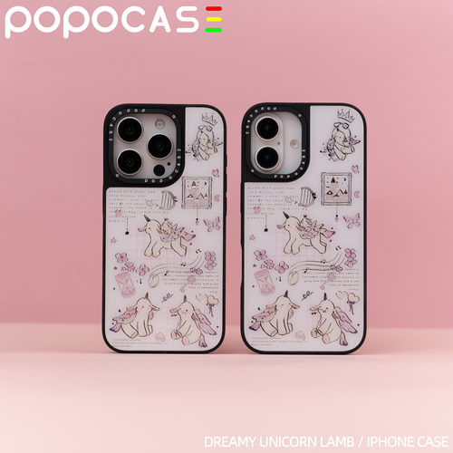 POPOCASE粉色独角小羊派对鎏金苹果手机壳原创设计适用于iphone17promax16pro保护套新款可爱少女带挂绳孔TPU