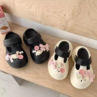新品 春夏简约凉鞋 外穿女士凉拖鞋 女一字拖女洞洞鞋 厚底双色沙滩鞋