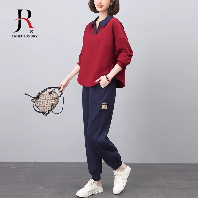 时尚运动套装女新款春秋季一整套装设计感时髦减龄洋气穿搭两件套