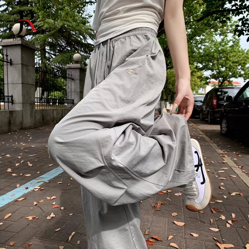 轻奢休闲宽松工装裤女夏季薄款新款直筒高腰显瘦速干小个子阔腿裤
