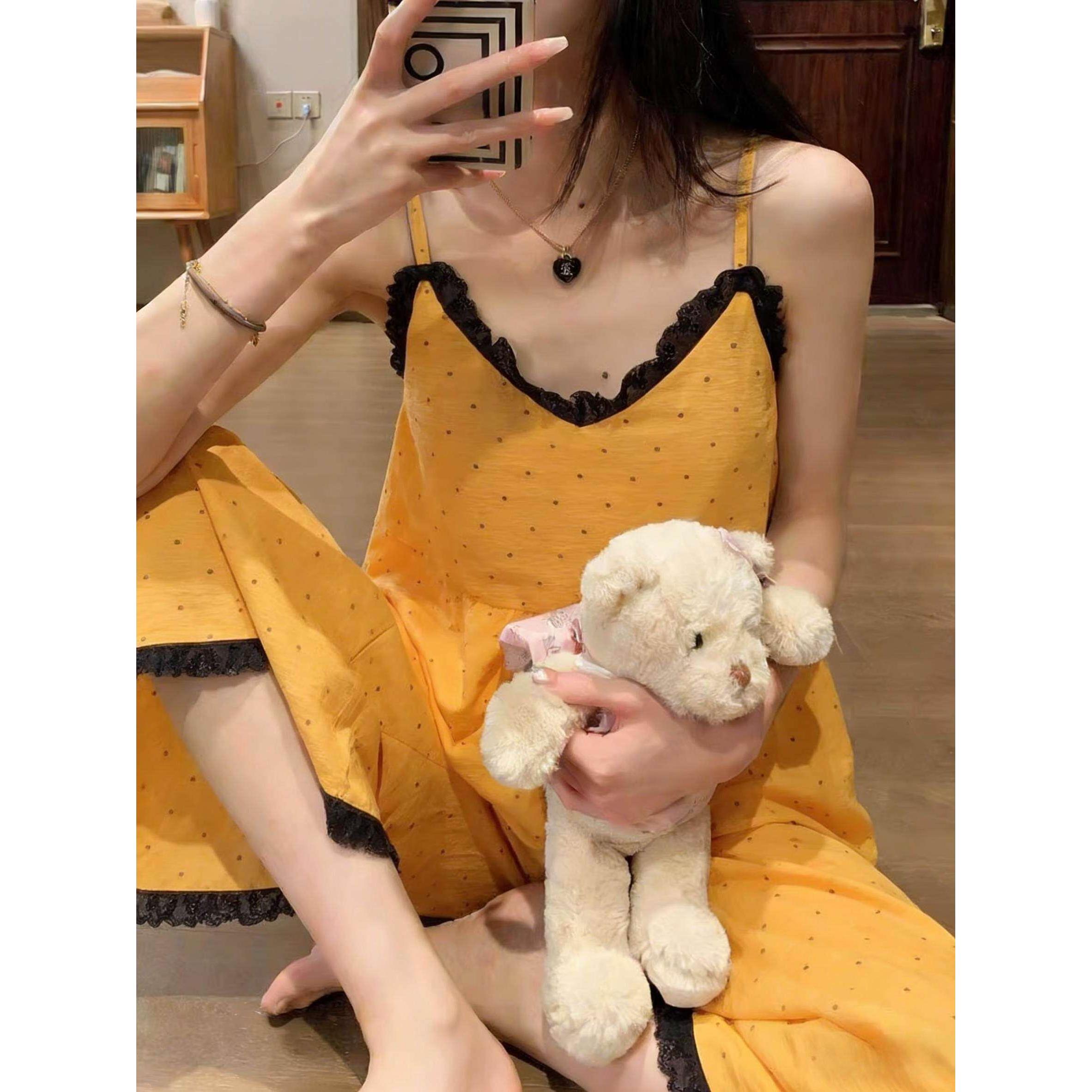 维多利亚纯棉吊带睡衣女款