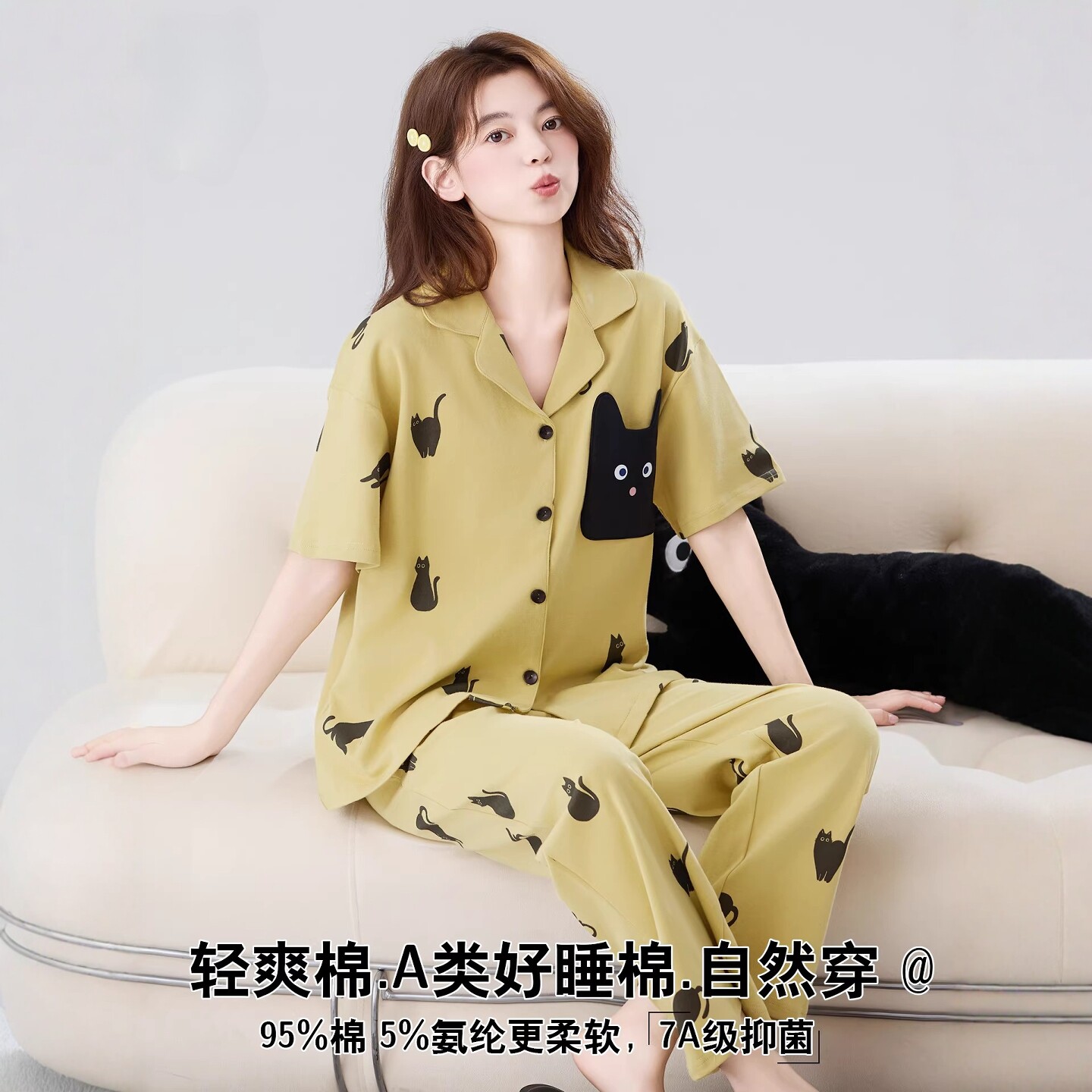 维多利亚睡衣女夏季纯棉短