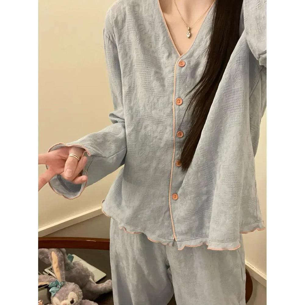 维多利亚蓝色纯棉睡衣女款