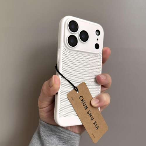 灰色高级感散热轻薄全包镜头适用苹果17promax手机壳Air新款iphone16pro透气网孔15pro镂空14plus防摔13硬12
