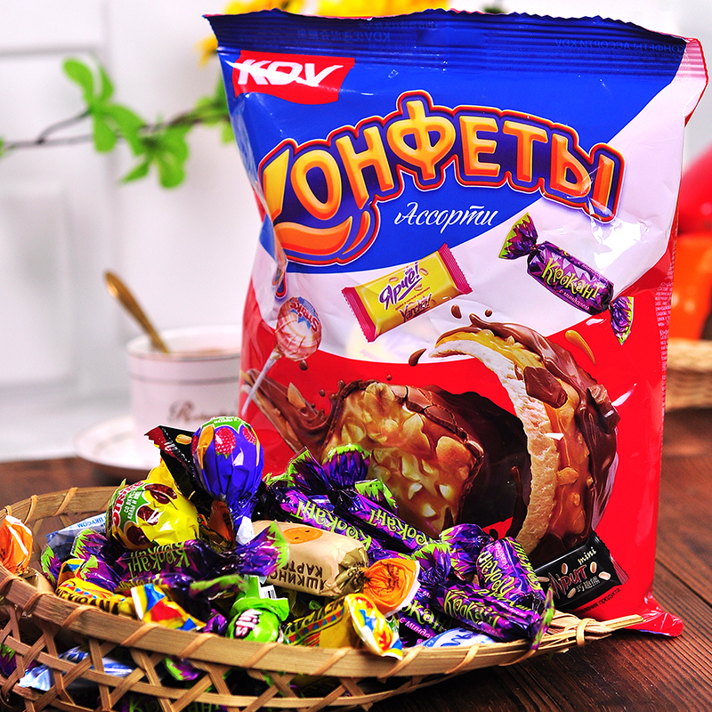 KDV俄罗斯混合糖果巧克力夹心糖进口婚庆零食独立包装批发
