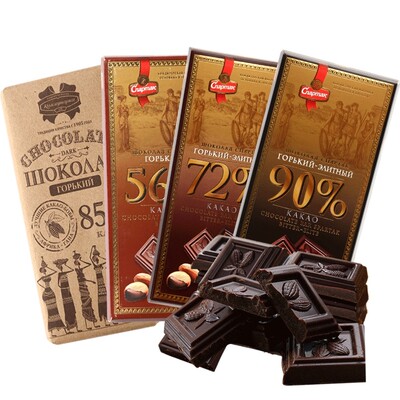 【专属】白俄罗斯斯巴达克苦黑巧克力可可脂液块零食品85g