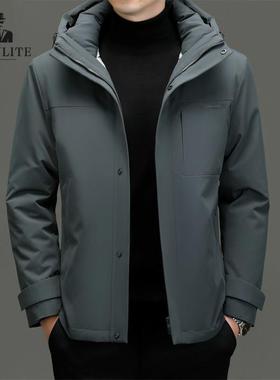 FALVLITE秋冬新款加厚可拆内胆男士户外冲锋衣短款外套鹅绒羽绒服