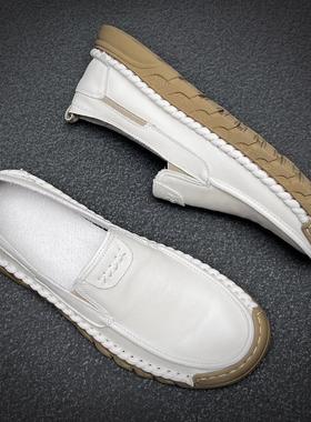 Ocnltiy透气一脚蹬真皮豆豆鞋男2024秋冬新款时尚韩版懒人休闲鞋