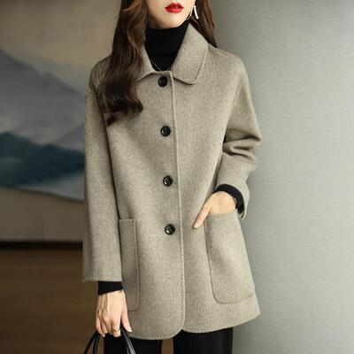 时尚羊毛毛呢外套女2025年秋冬新款双面呢小个子气质短款羊绒大衣