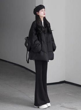 LILY MOST白鸭绒黑色羽绒外套女2024冬季新款时尚洋派高级感短款V