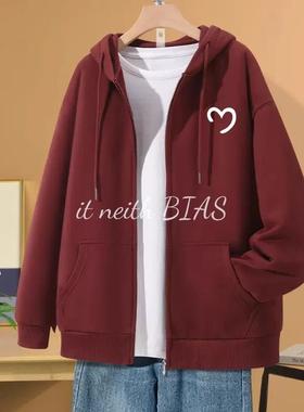 it neith BIAS秋冬开衫卫衣男美式复古大码宽松拉链连帽情侣外套