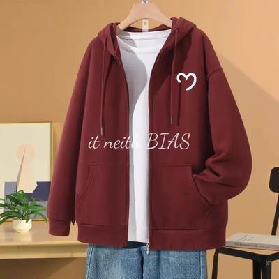 it neith BIAS秋冬开衫卫衣男美式复古大码宽松拉链连帽情侣外套