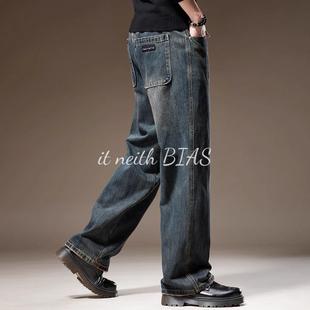 子男秋冬直筒加绒休闲长裤 BIAS高端复古水洗重磅牛仔裤 neith