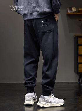 it neith BIAS潮牌美式针织束脚卫裤男士加厚加绒秋冬宽松休闲裤