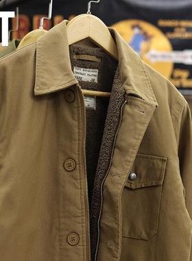 香港时尚品牌冬季棉衣男士加厚天鹅绒棉衣Ami卡其工装美国A2甲板