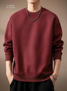 潮牌it neith BIAS高端360g重磅枣红美式覆古卫衣男秋冬加绒宽松