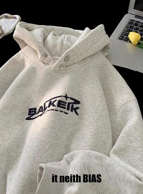 it neith BIAS美式连帽卫衣男款冬季高级感加绒外套休闲百搭上衣