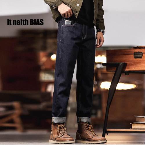 it neith BIAS高端原色丹宁牛仔裤男秋冬潮牌宽松直筒阔腿休闲裤