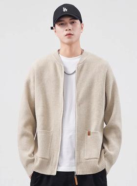 it Afternnaths潮牌~拉链开衫毛衣男秋冬季新款慵懒风针织衫线衣