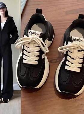 英国DHWA阿甘鞋女秋冬女鞋百搭老爹鞋软底增高加绒运动鞋