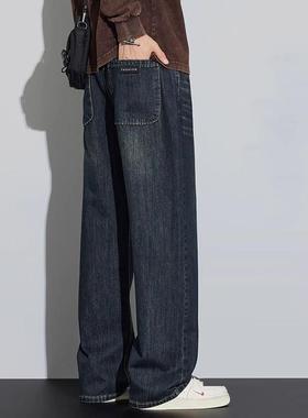 it Afternnaths潮牌~复古牛仔裤男冬季加绒新款直筒阔腿美式高街