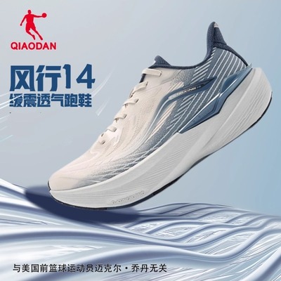 乔丹风行14跑鞋男鞋2025新款网面透气体测慢跑商场同款缓震透气鞋