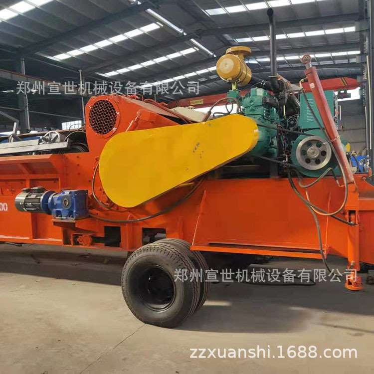 大型轮胎移动木材综合破碎机 柴油动力树木粉碎设备 拖挂式碎木机