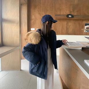 安哥拉红羽绒棉服女工装派克服2025年冬季新款棉衣小个子棉袄外套