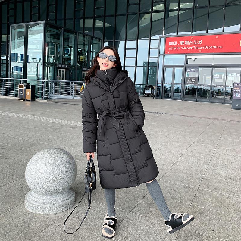 羽绒棉服女中长款2025冬季新款时尚宽松收腰显瘦加厚保暖棉袄外套