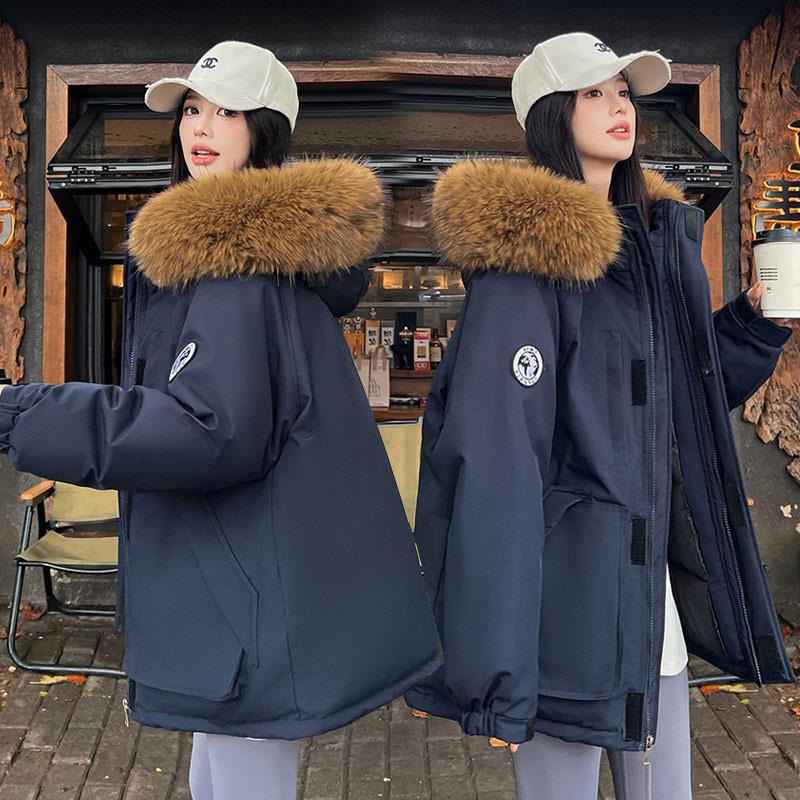 欧货爆款派克服2025新款羽绒棉服女韩版短款棉衣大毛领加厚外套女