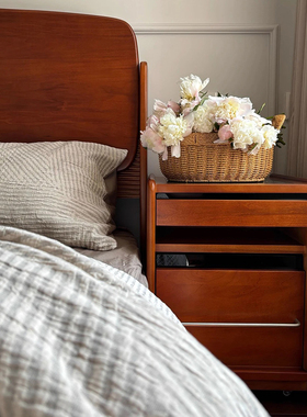 日式超窄卧室床头柜移动小型实木复古收纳柜子小户型夹缝沙发边柜