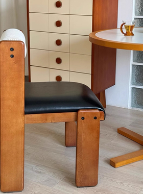 小众设计师轻奢软包餐桌椅奶茶咖啡店休闲靠背椅子复古高级木质凳